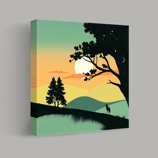 Sunset Silhouette Landscape view 1