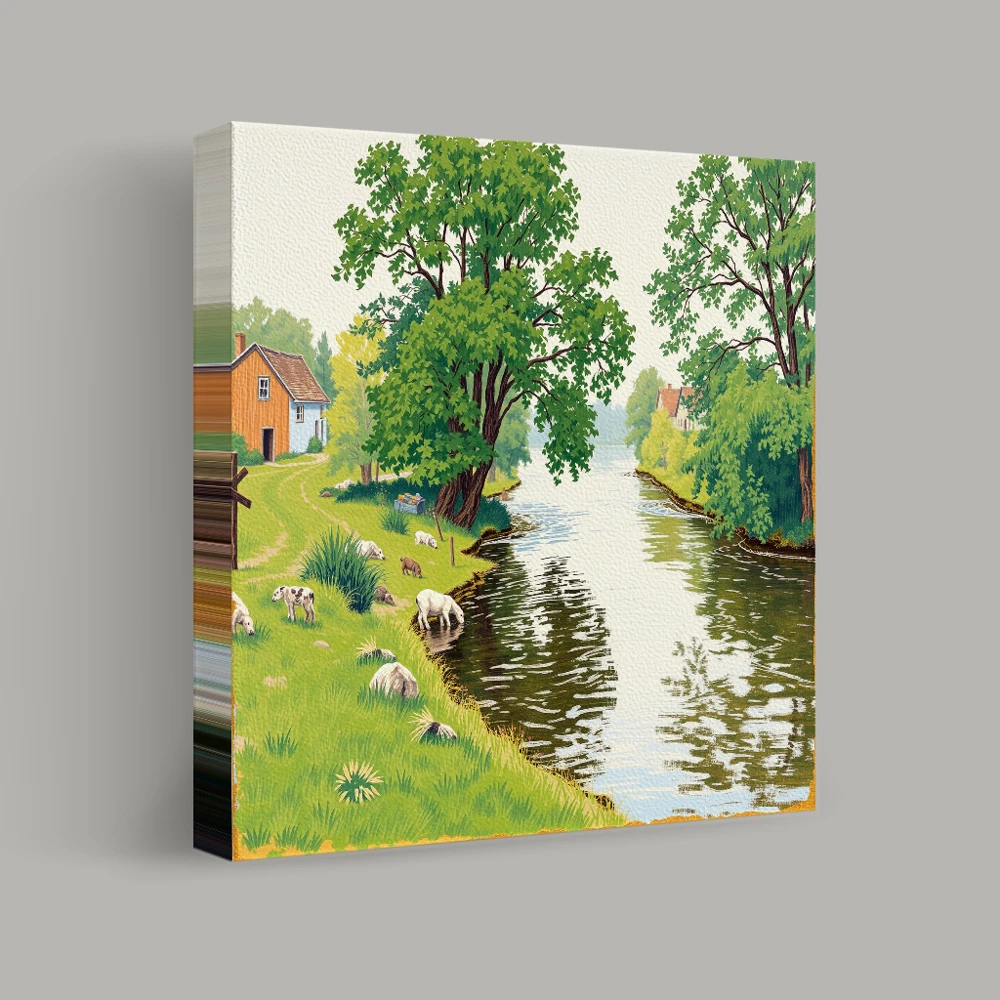 Tranquil Riverside Scene — canvas