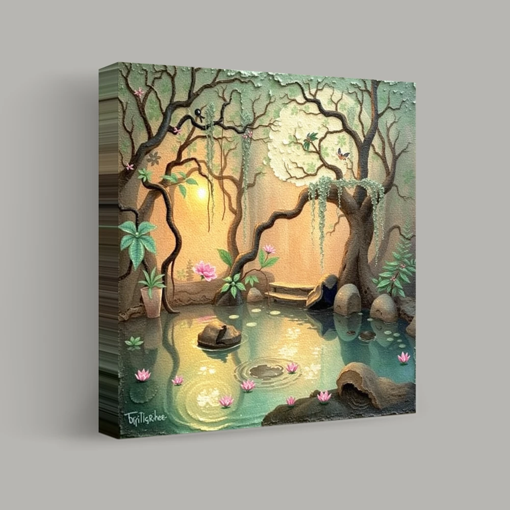 Whispering Waters in Enchanted Grove — canvas