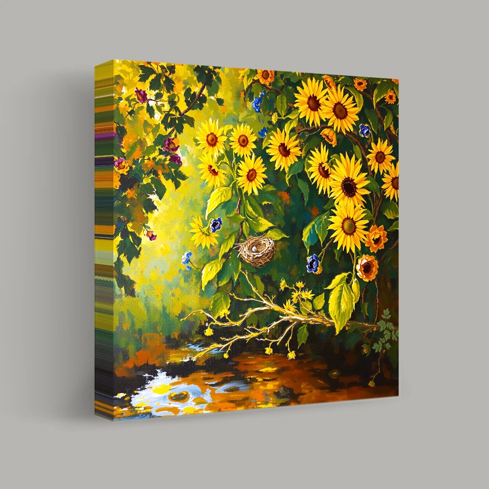 Nestled Among Blooms — canvas