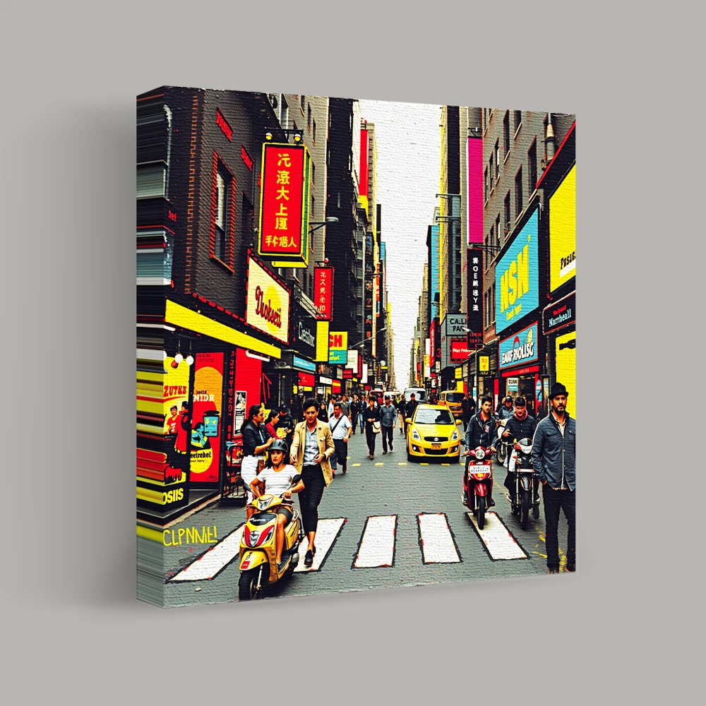 Bustling Streets of Neon Colors — canvas
