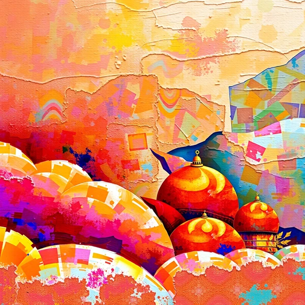Radiant Domes on Colorful Canvas