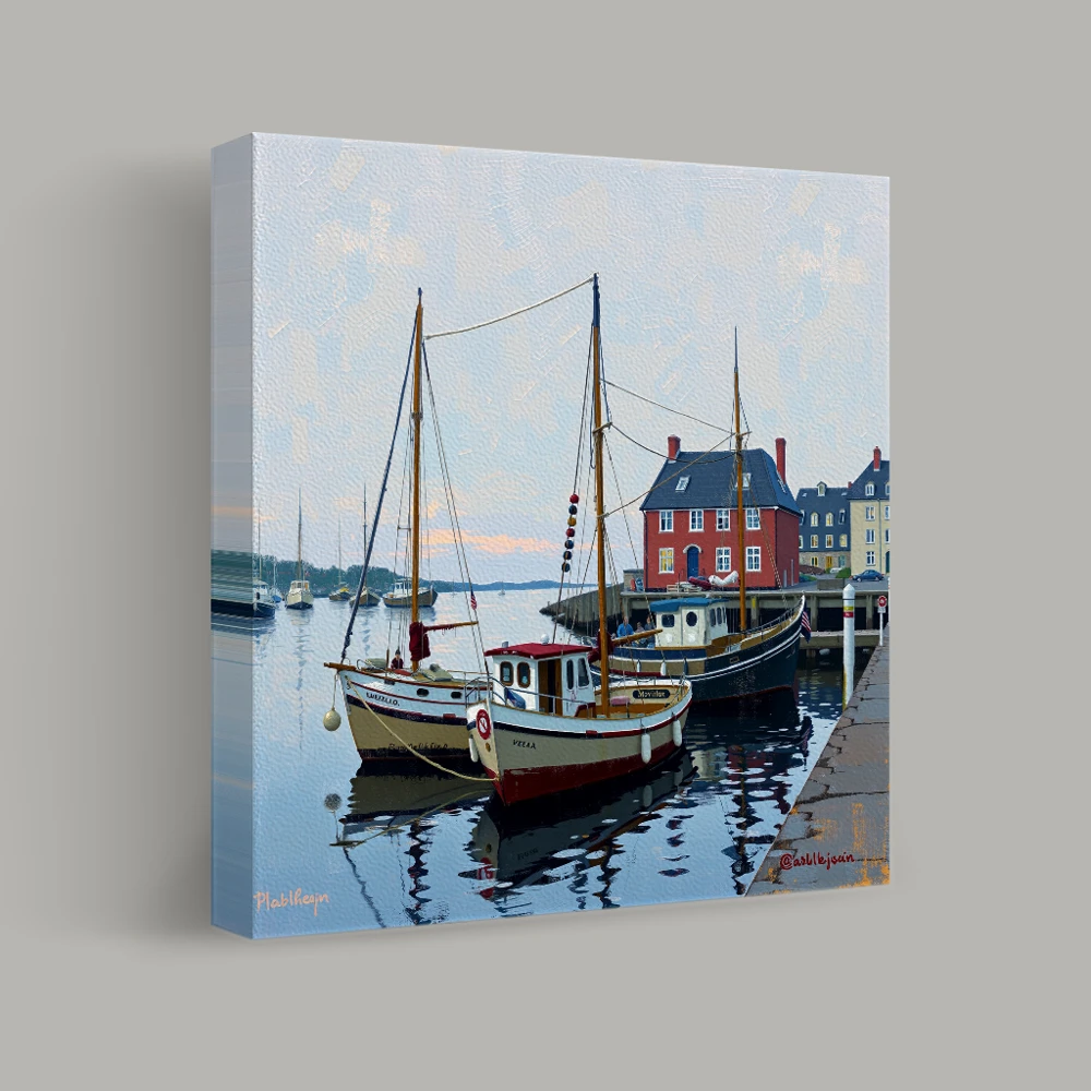 Harbor Reflections at Dawn — canvas
