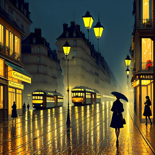 Rainlit Streets of a Nighttime City