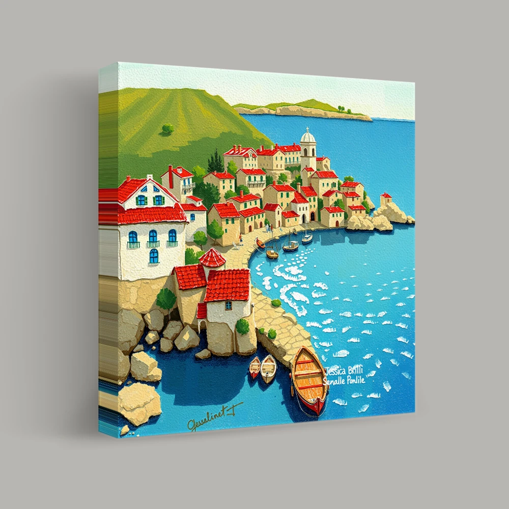 Mediterranean Harbor View — canvas