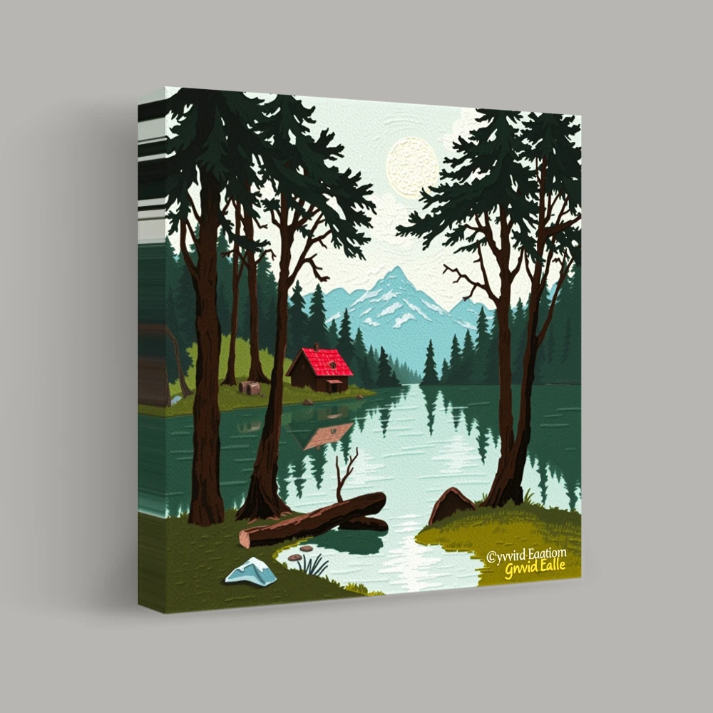 Whispering Pines by the Lake — canvas