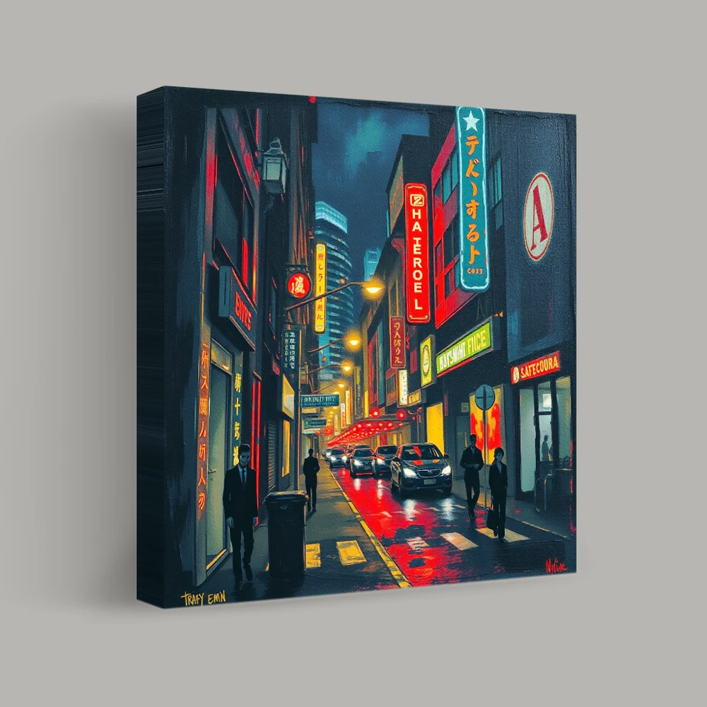 Neon Dreams in Urban Silhouettes — canvas