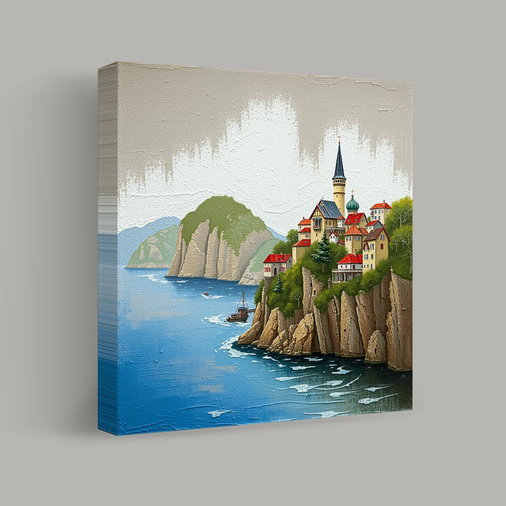 Clifftop Haven by the Sea — canvas