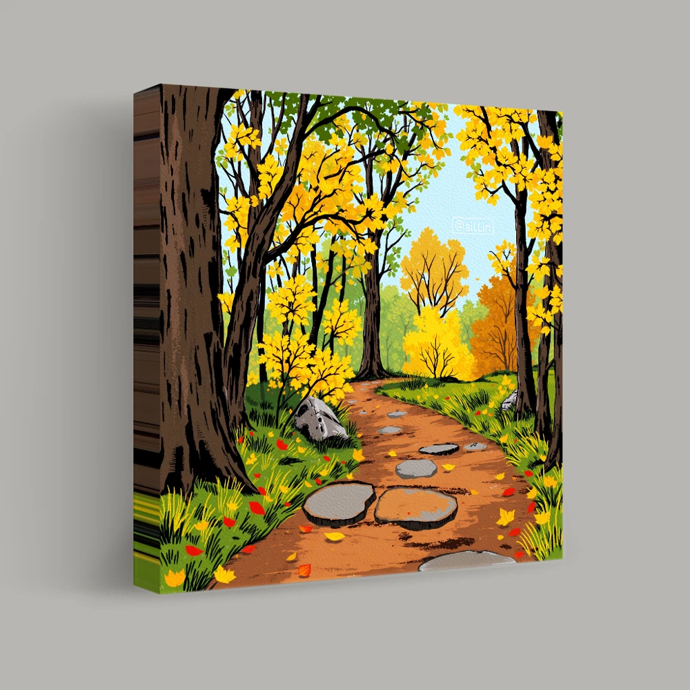 Pathway Through Autumn Woods — canvas