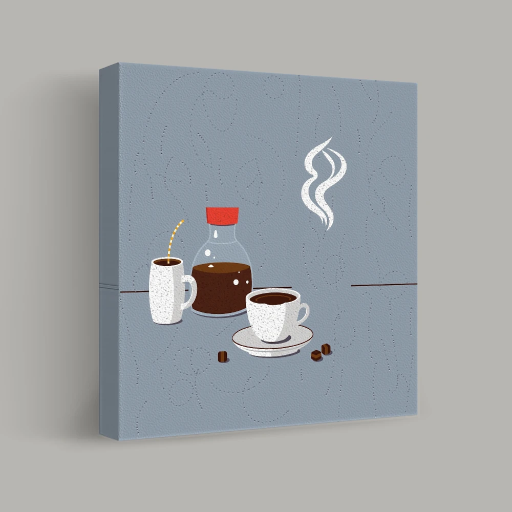 Coffee Trio on Grey — canvas