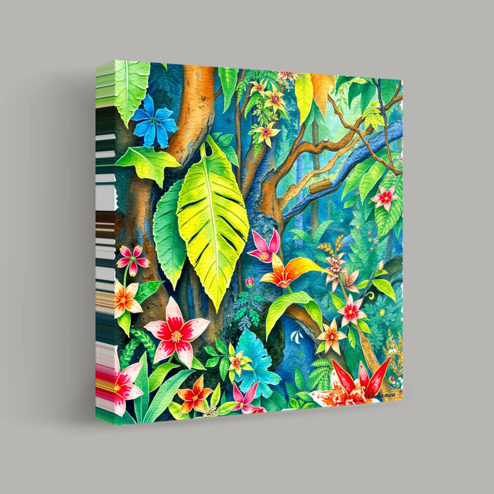 Vibrant Canopy of Blooming Foliage — canvas