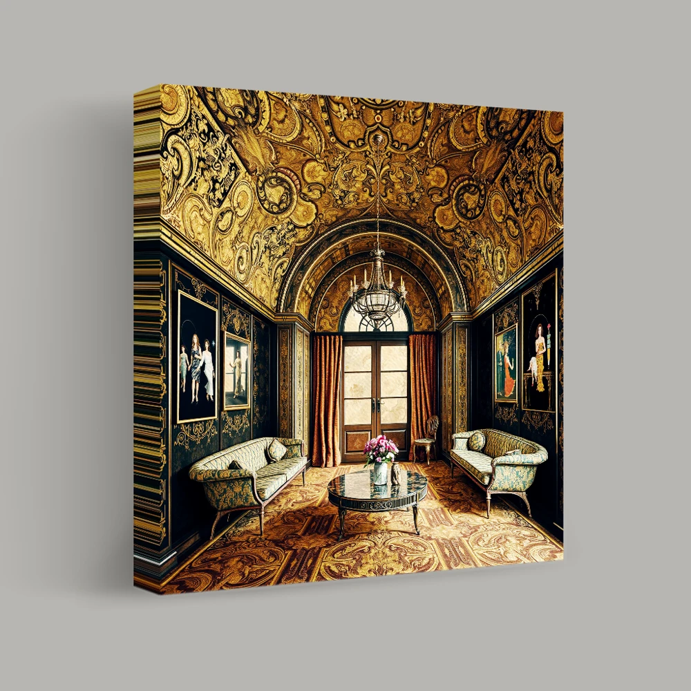Baroque Elegance in Golden Hues — canvas
