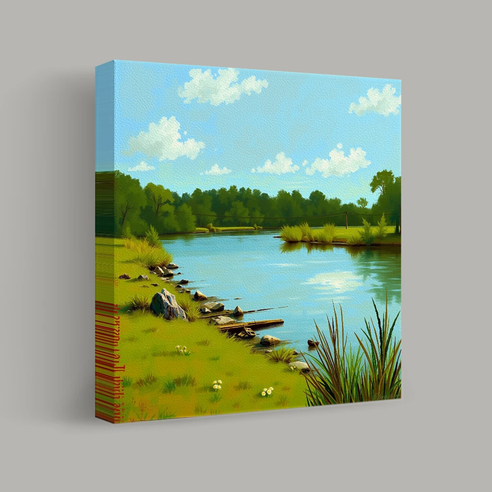 Tranquil Riverside Afternoon — canvas