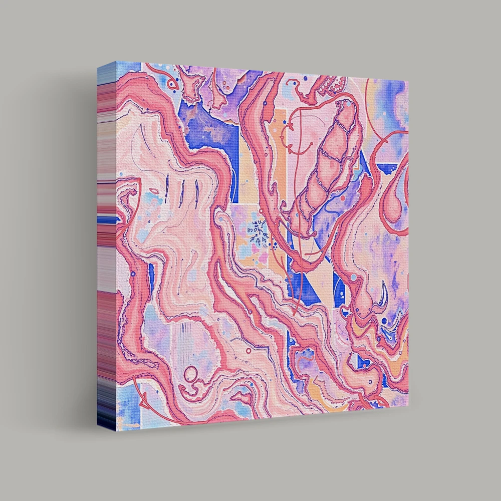Whimsical Currents in Pastel Drift — canvas
