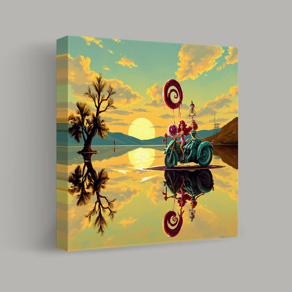 Biker Dreams and Candy Skies — canvas