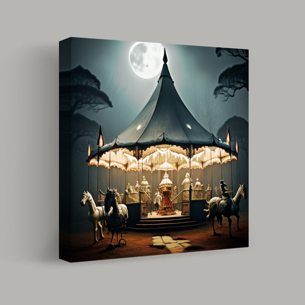 Moonlit Carousel Reverie — canvas