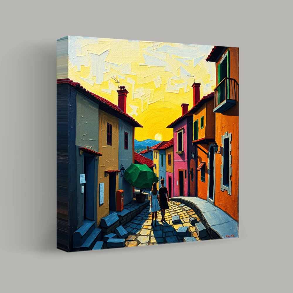 Strolling Through Sunlit Streets — canvas