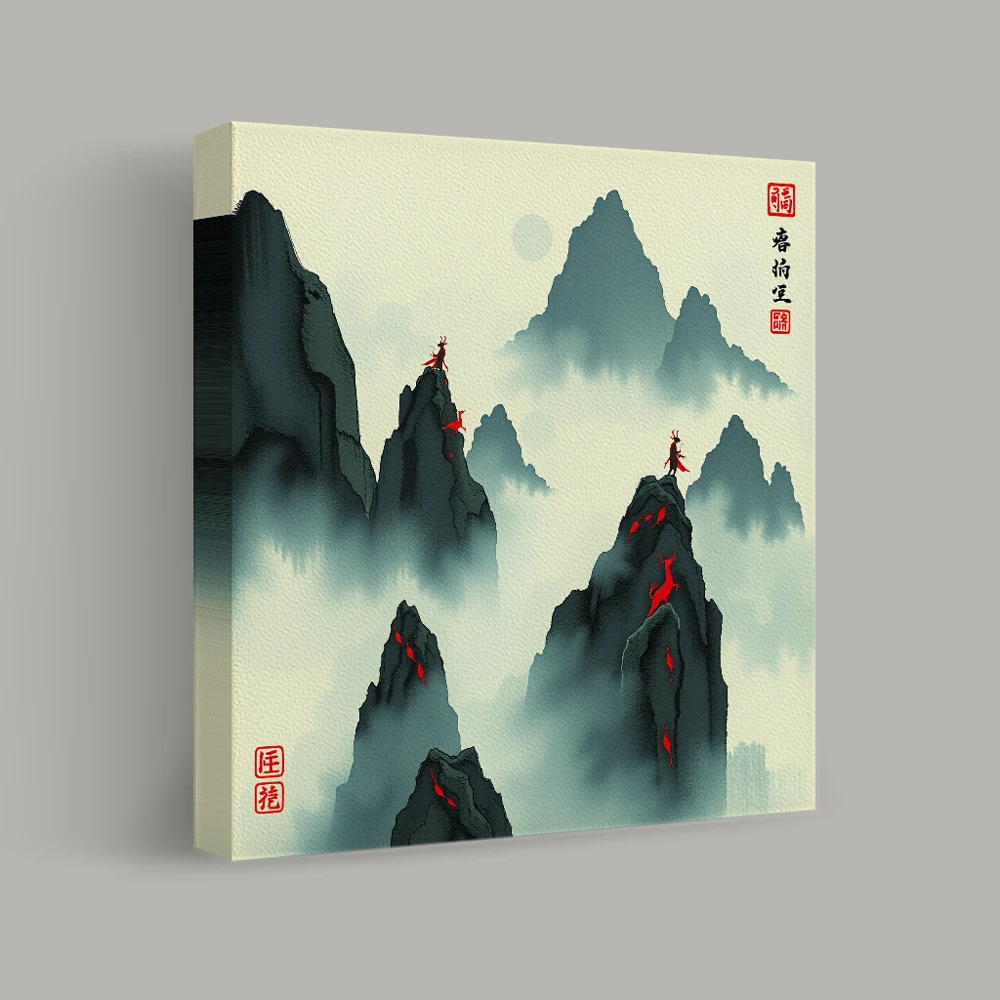 Guardians of the Misty Peaks — canvas