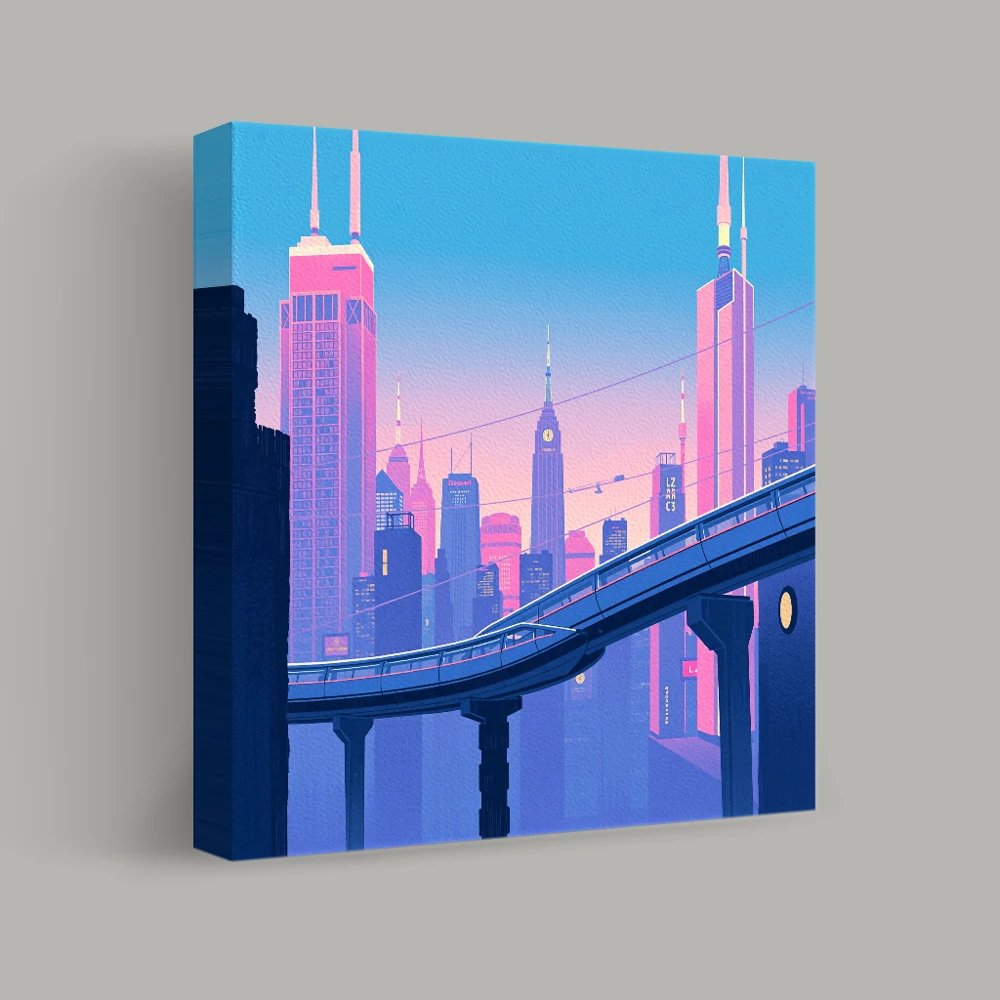 Neon Skyline at Dusk — canvas