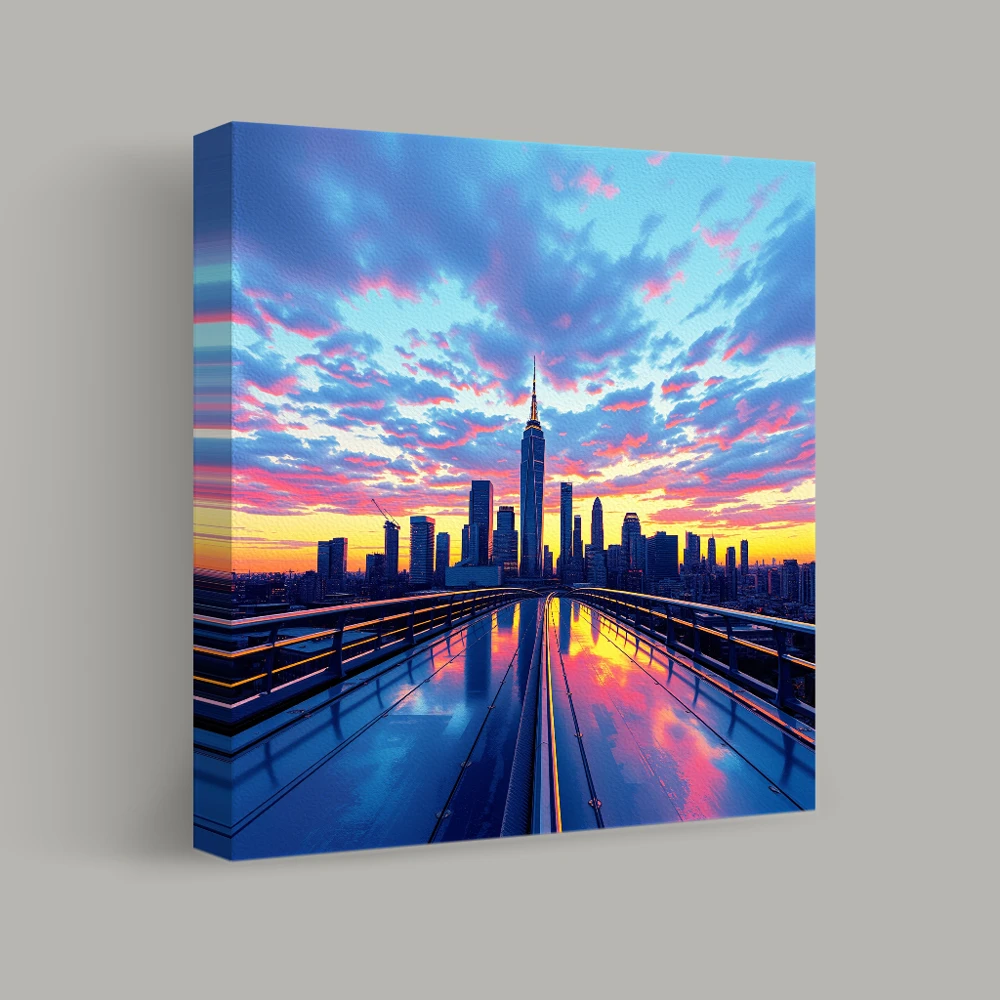 Reflections of a City Skyline — canvas