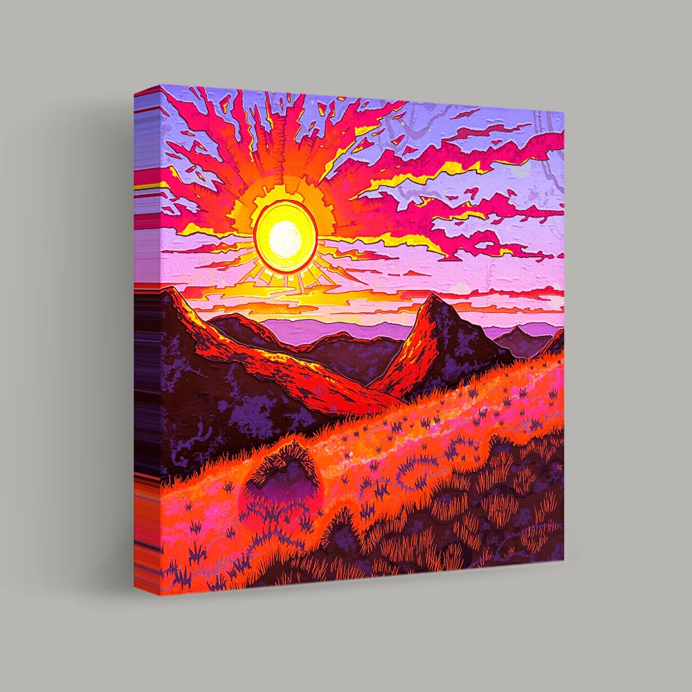 Radiant Dusk Over Mountains — canvas