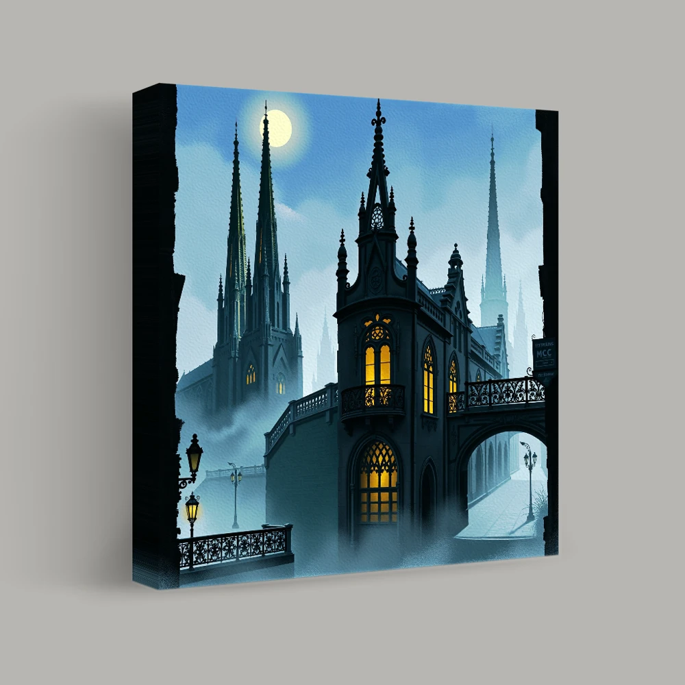 Moonlit Gothic Towers — canvas
