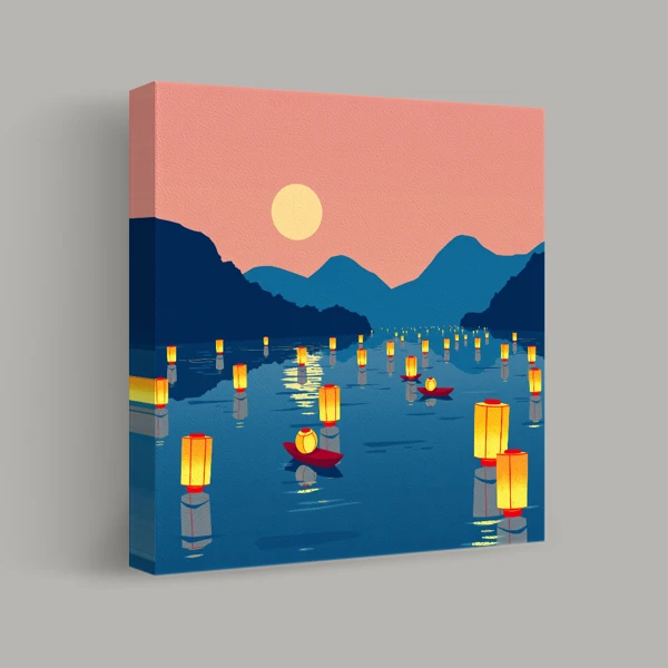Echoes of Lanterns on Tranquil Waters view 1