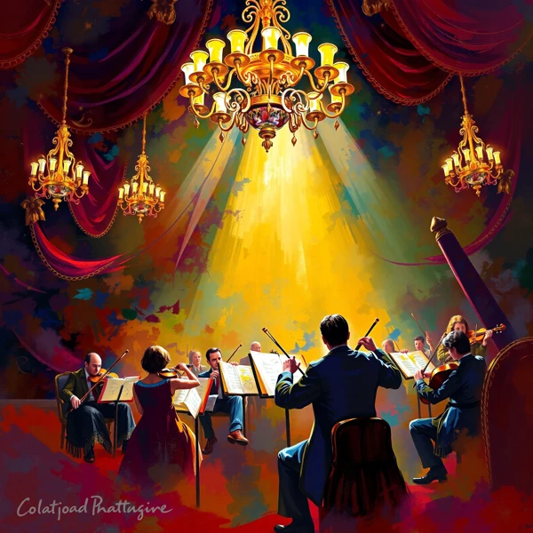 Orchestra Under Chandelier