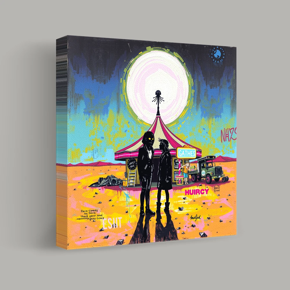 Encounter Under the Neon Circus — canvas