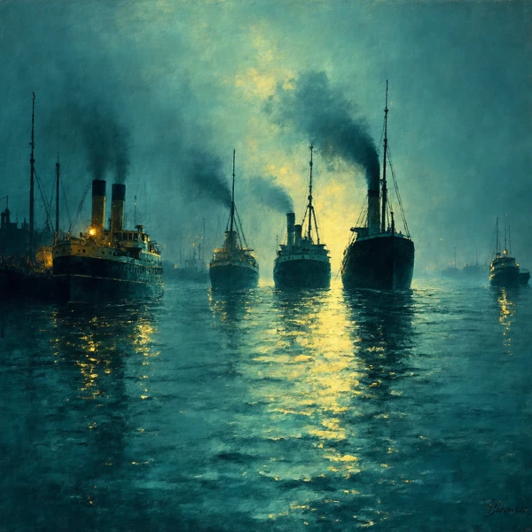 Steamers Before Dawn