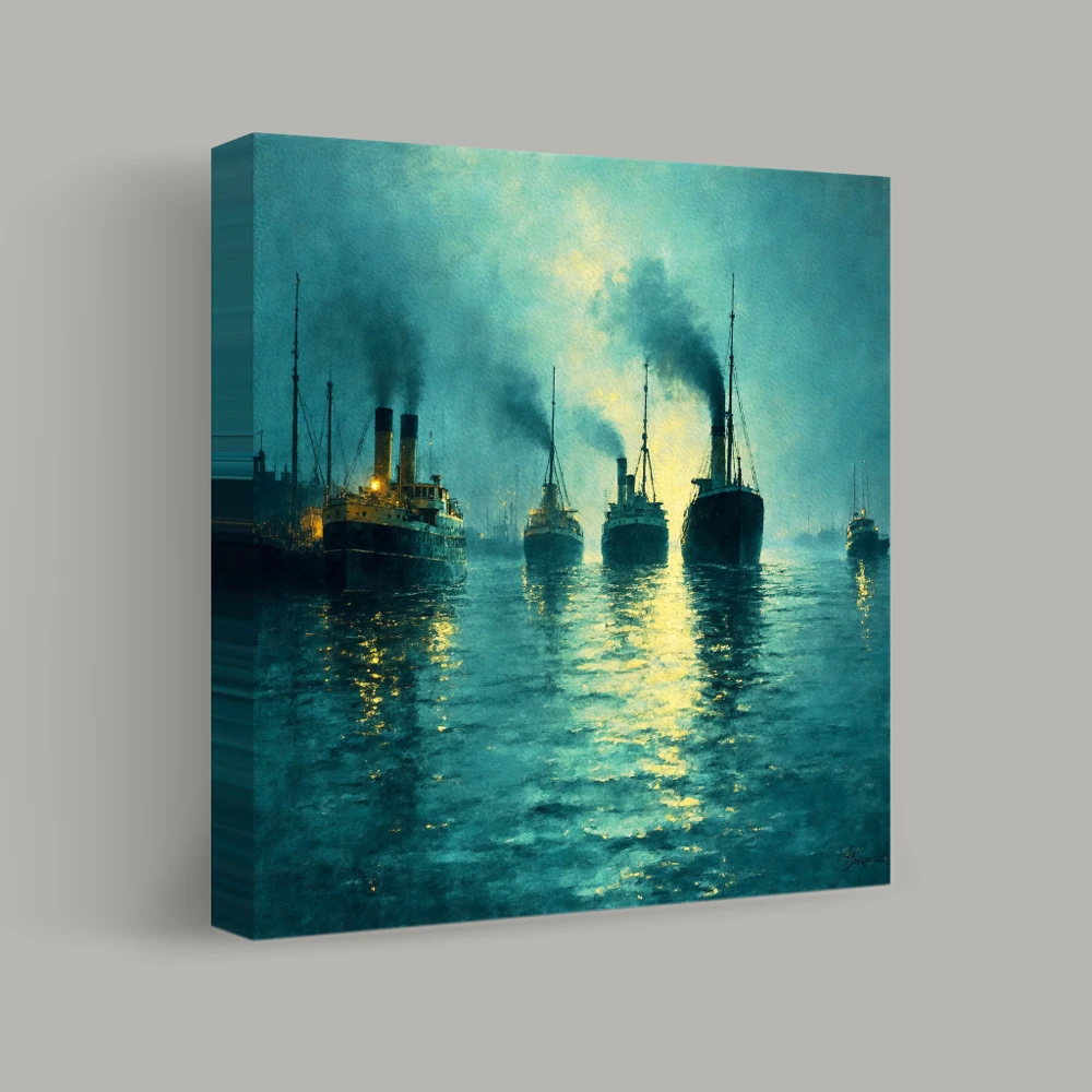 Steamers Before Dawn — canvas