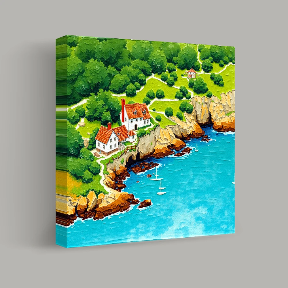 Coastal Haven on the Cliffside — canvas