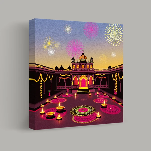 Diwali Celebration in a Palace Courtyard view 1