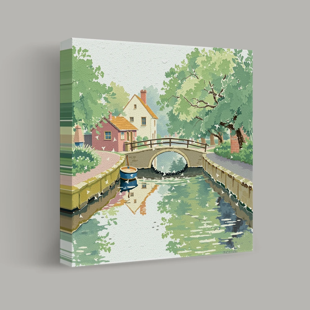 Tranquil Waterside Retreat — canvas