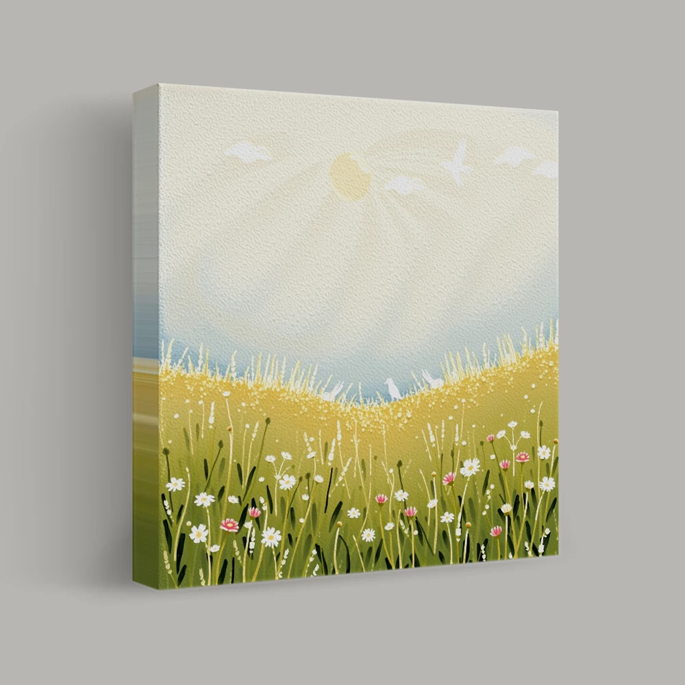 Golden Meadow under Sunlit Skies — canvas
