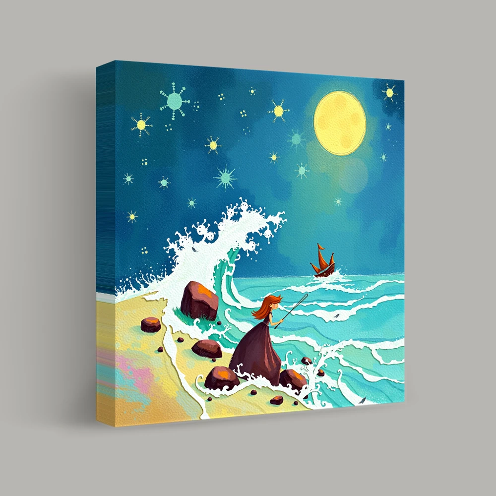 Moonlit Adventure at Sea — canvas