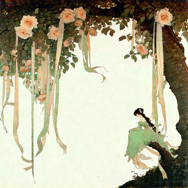 Solitude Beneath Blossoming Branches view 2