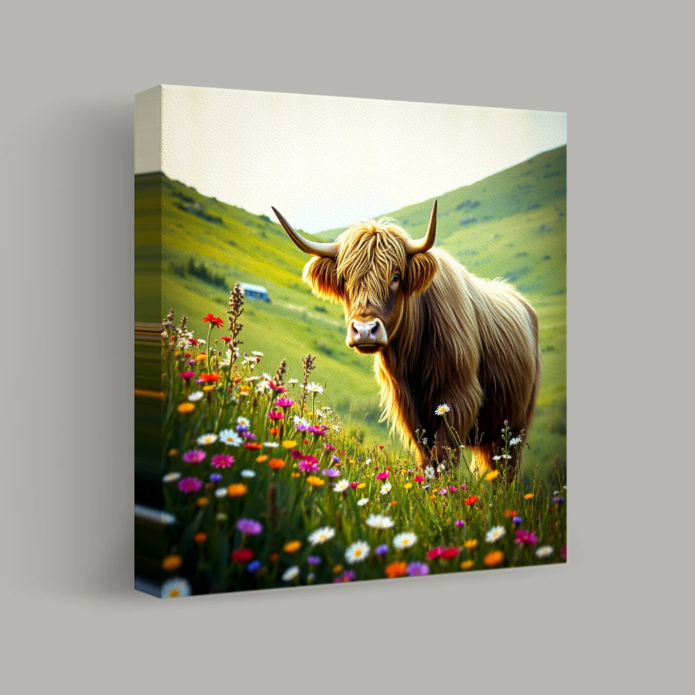 Highland Encounter in Bloom — canvas