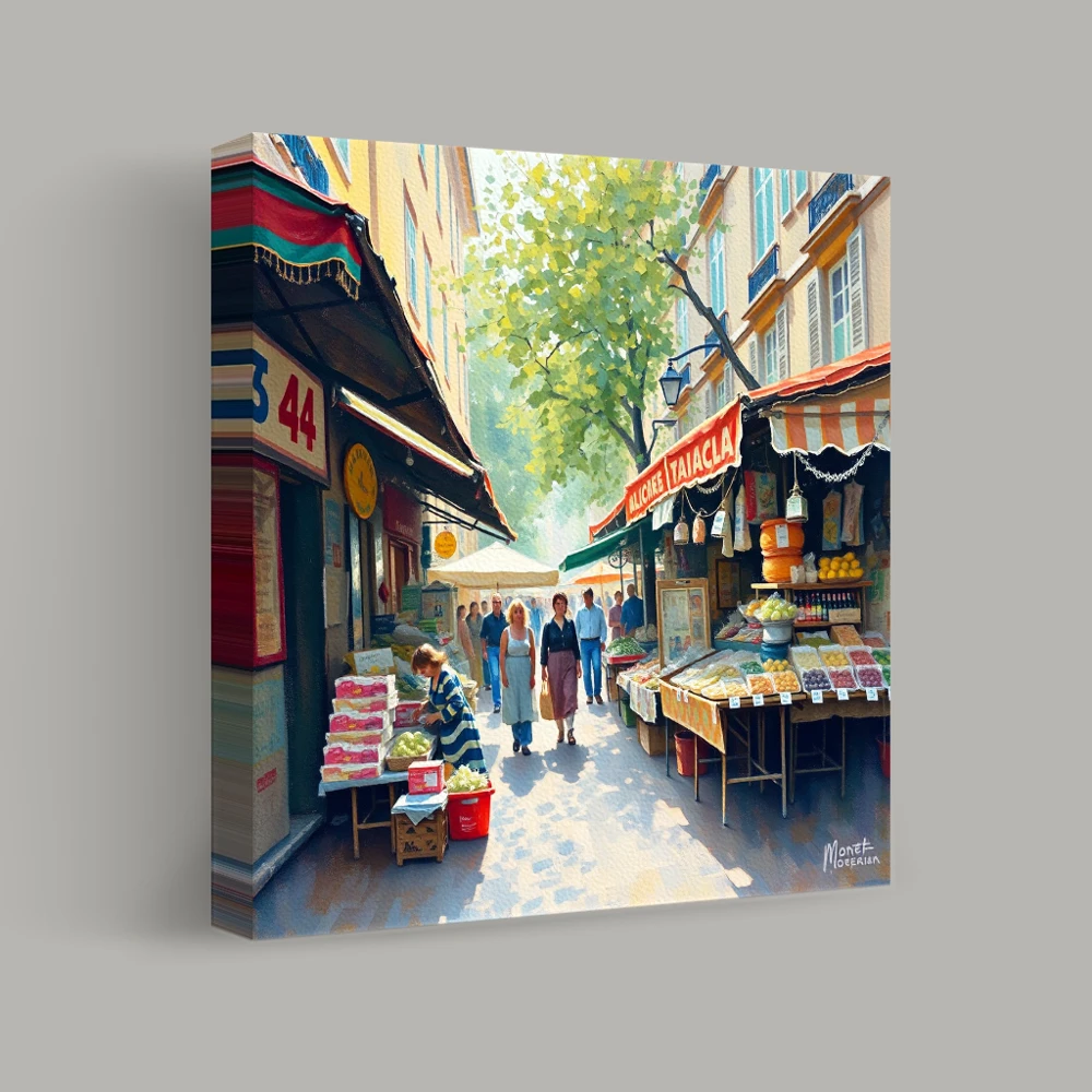 Beneath the Market Awnings — canvas