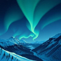 Aurora Over Snowy Mountains thumbnail 2