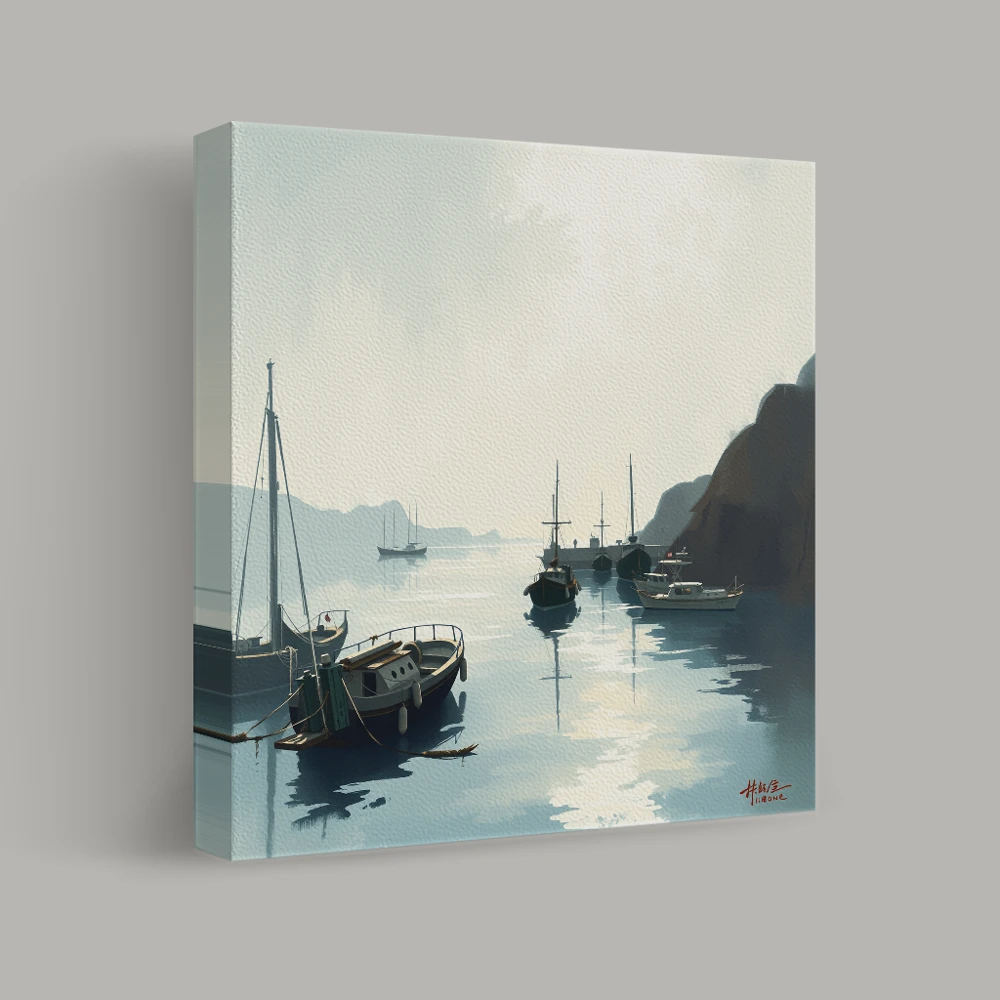Serenity at Dawn's Harbor — canvas