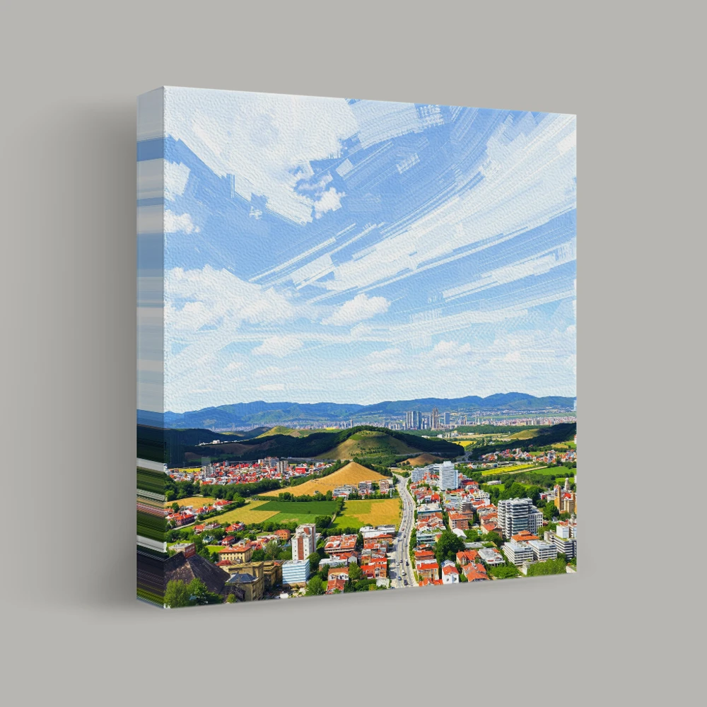 Urban Harmony Across Fields — canvas