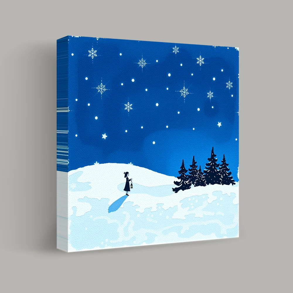 Night Stroll in Snow — canvas
