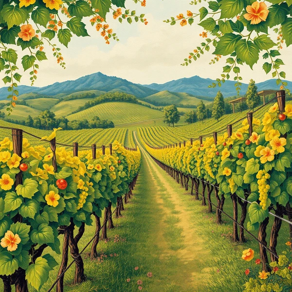 Golden Vines and Verdant Hills