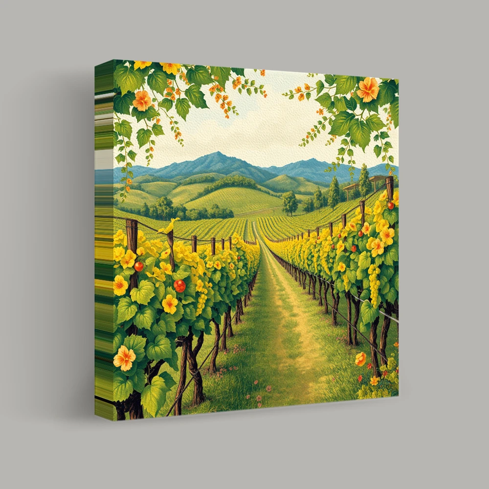 Golden Vines and Verdant Hills — canvas